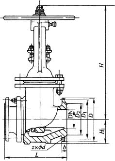 PZ41H-16C PZ941H-16C 型手分動(dòng)耐磨排渣閘閥外形結(jié)構(gòu)尺寸圖