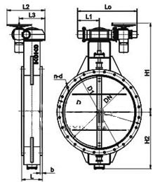 D941W-0.5C電動(dòng)通風(fēng)法蘭蝶閥主要外形連接尺寸圖